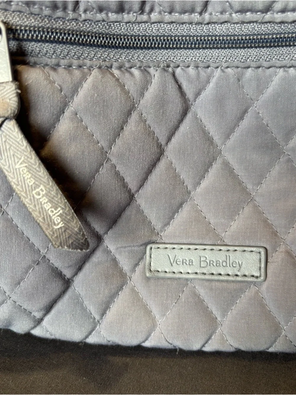 Vera Bradley Essential Compact Quilted Light Gray Mini Backpack